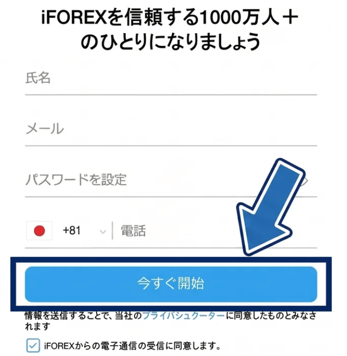 iFOREXの口座開設フォームを開く